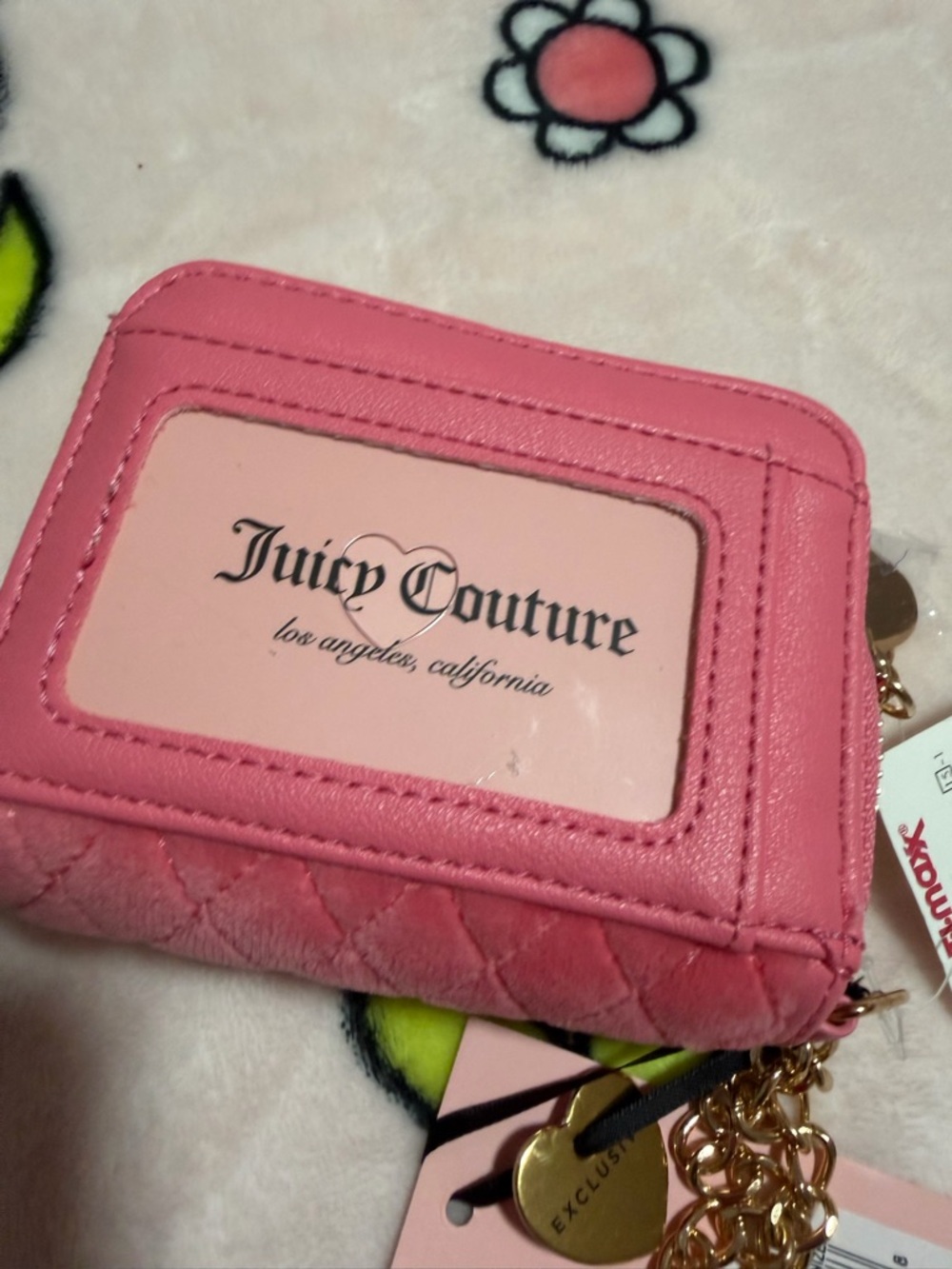 Juicy Couture Pink Quilted Velvet Bow Wallet Small - Picture 4 of 5